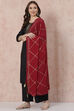 Teal Blue Viscose Straight Suit Set image number 5